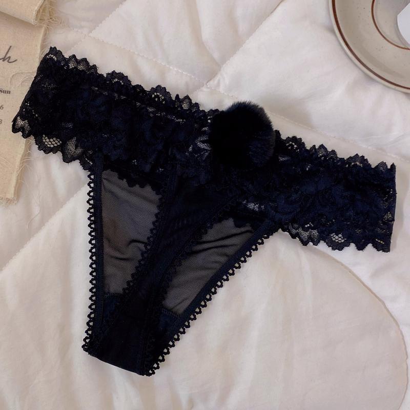 TERMEZY Frauen Sexy Spitze Höschen Low-taille Unterwäsche Tanga Weibliche G String Liebenswert Dessous Versuchung Transparente Dessous one size schwarz