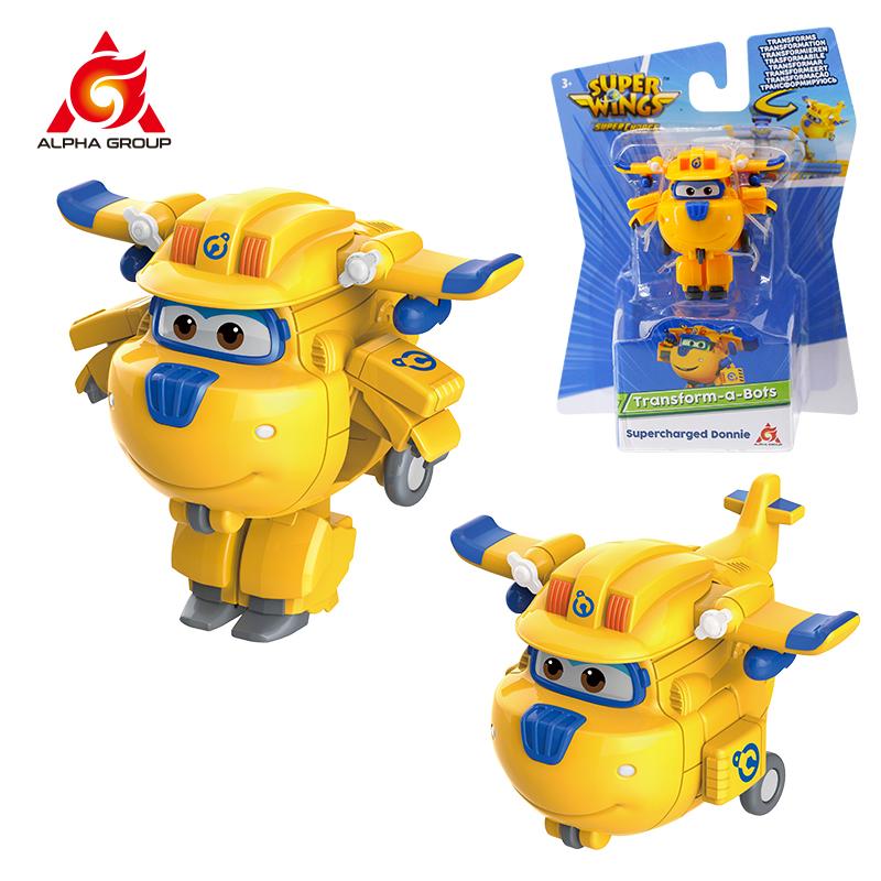 Super Wings Mini Dizzy Transform Roboter zu Flugzeug in 3 Schritten 5 cm Verformbare Actionfiguren 2 Modi Verwandlung Kinderspielzeug yellow