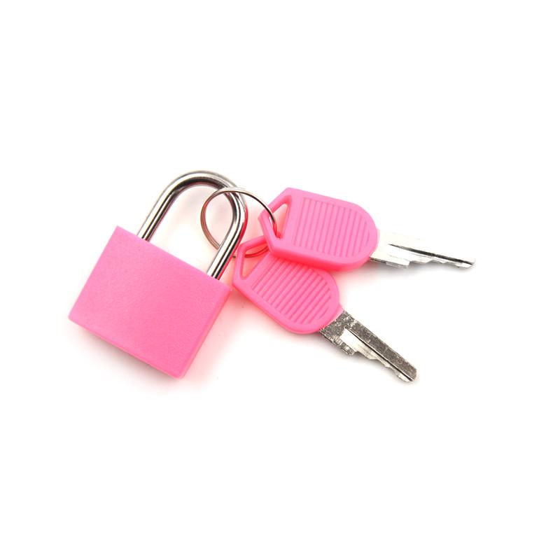 Mini starkes Vorhängeschloss aus Stahl für Reisekoffer, Schubladen, Wohnheimschlösser mit 2 Schlüsseln rosa