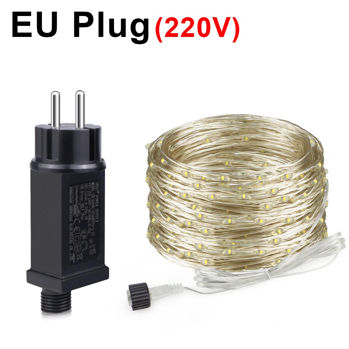 EU-Stecker LED Lichterkette Girlande Lichterkette Weihnachtsbeleuchtung Für Weihnachtsfeier Hochzeitsdekoration 10M/20M/30M/50M/100M LED Kupferdraht Lichterkette 20M bunt