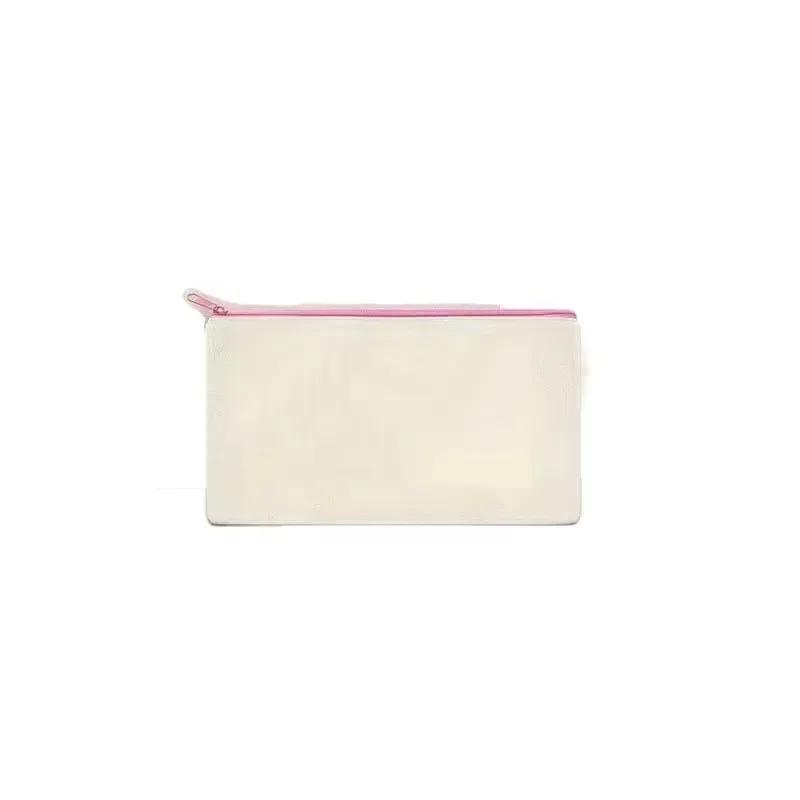 DIY Leere Leinwand Reißverschlusstasche Aktenaufbewahrung Studenten Bleistifttasche DIY Basteltaschen Leinwand Make-up Tasche Handgemachte Geschenktaschen 8PCS rosa