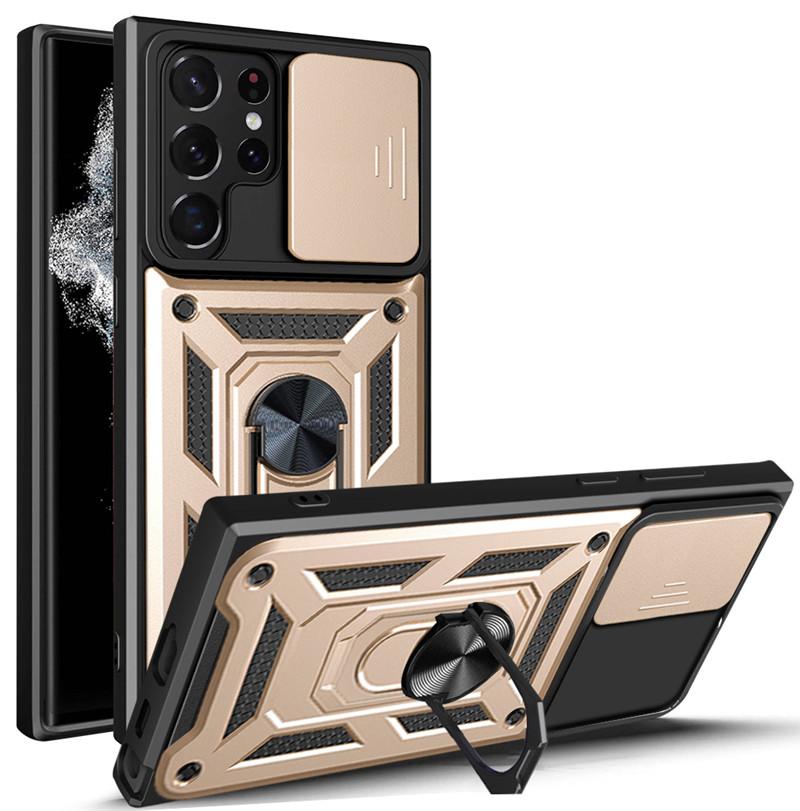 Schiebekamerahülle für Samsung Galaxy S24 Ultra S24 S23 Ultra S23 Plus S23 S22 A15 A35 A55 A14 A53 A73, robuste Ringschutzhülle Samsung Galaxy S21 gold