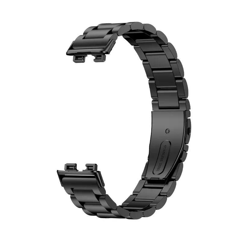 Edelstahlarmband für Huawei Band 9 8 Uhrenarmband Metallarmband für Huawei Band 10 Business-Armband Ersatz For Huawei Band 8 schwarz