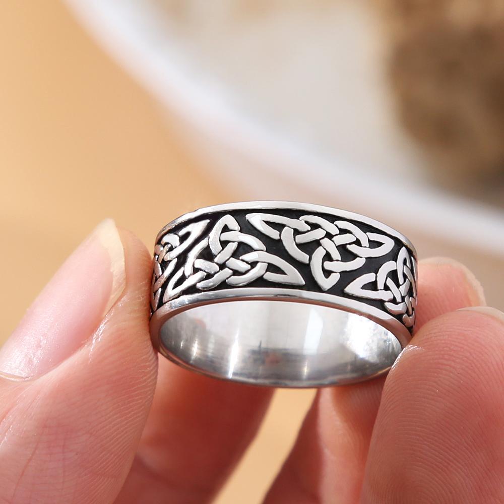 Vintage Celtics Spiralknoten Ring Männer und Frauen Punk Nordic 316L Edelstahl Viking Ring Biker Amulett Schmuck Größe 7-13 11 white