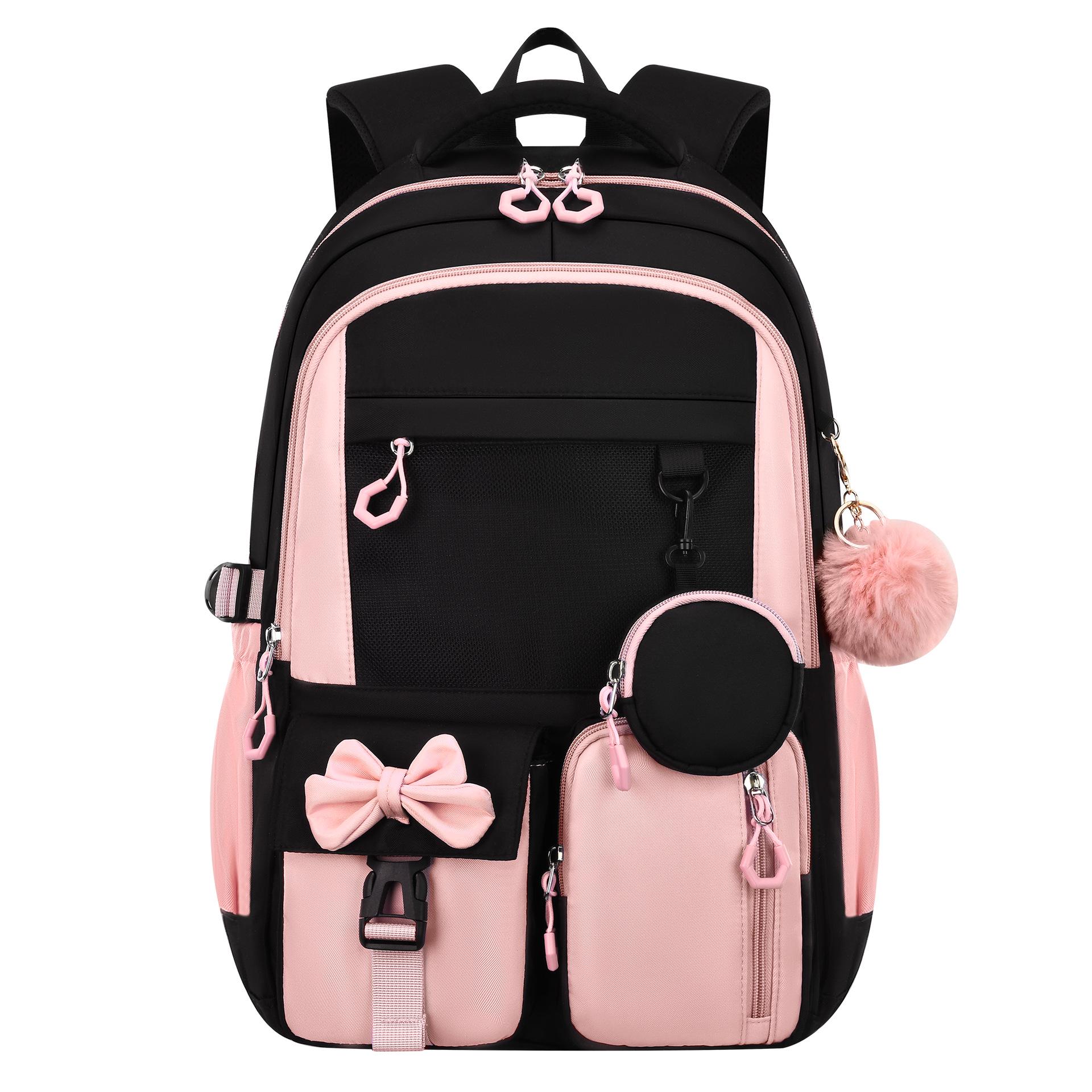 Stilvolles Schulrucksack-Set: Zwei-Träger-Tasche mit Lunchtasche & Federmäppchen für Schüler white