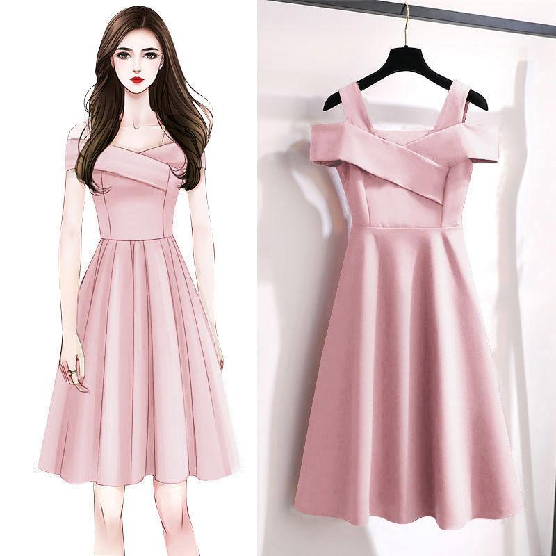 Damen V-Ausschnitt Kurzarm Midi-Kleid Lockerer Schnitt Hoher Bund Lässig A-Linien-Kleid Einfarbig Unregelmäßig Schulterfrei Sommer Übergröße Kleid 3XL
