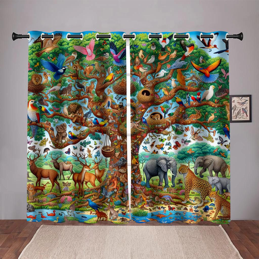 Tier-Zoom-Vorhänge für kleine Jungen Schlafraum Graffiti-Worte Videospiele Fenster Vorhänge Spieler Wohnzimmer Innendekoration W50 X H130(CM)X2&Hook