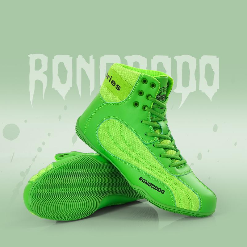 Neue Boxschuhe Kampf Training Kampfsport Fitness Übung Sanda Schuhe High Top Stoßdämpfend Wrestling Schuhe 39 green