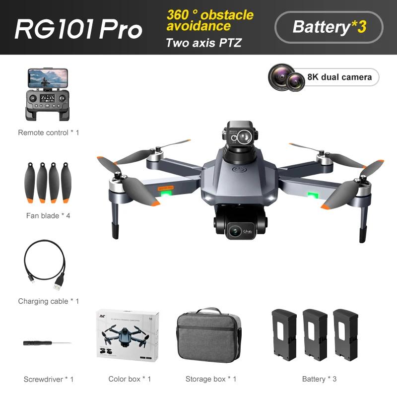 RG101 PRO Drohne GPS 2-Achsen-Gimbal Professionelle Drohne mit HD-Kamera WIFI FPV Brushless Quadcopter Hindernisvermeidung Fernbedienungsspielzeug With OAS-3B