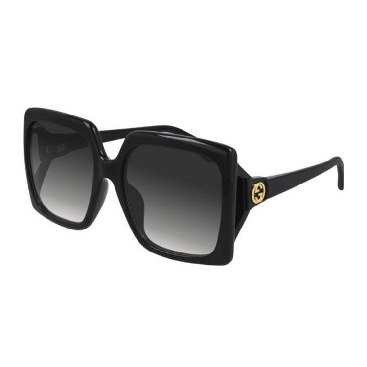 Gucci Double G Vollrand Quadratische Sonnenbrille Damen Sonnenbrille Schwarz GG0876SA-001 Dust Bag+Eyeglass Case (Random Color)