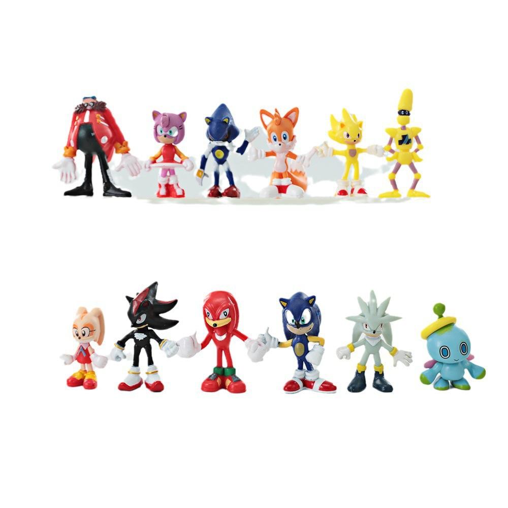 Set mit 12 Super Sonic Figuren, 4-5 cm groß, Klassische Videospielcharakter Sammlerstücke, Kinderspielzeug Geschenke
