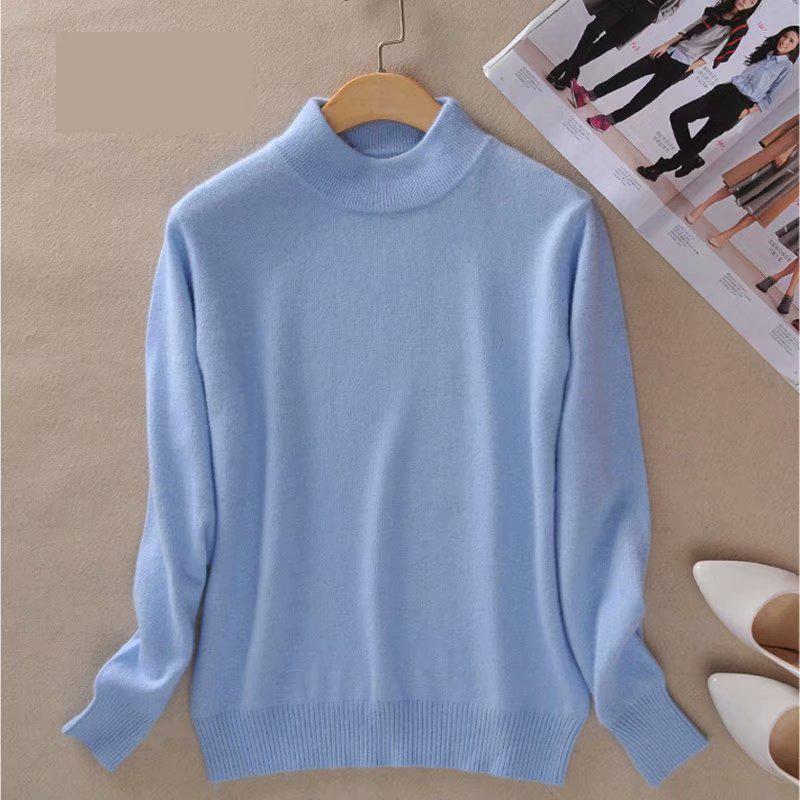 CANVAUS Damen Pullover Pullover Pullover Damen Pullover Pull Femme Halber Rollkragen S-3XL 3XL himmelblaue