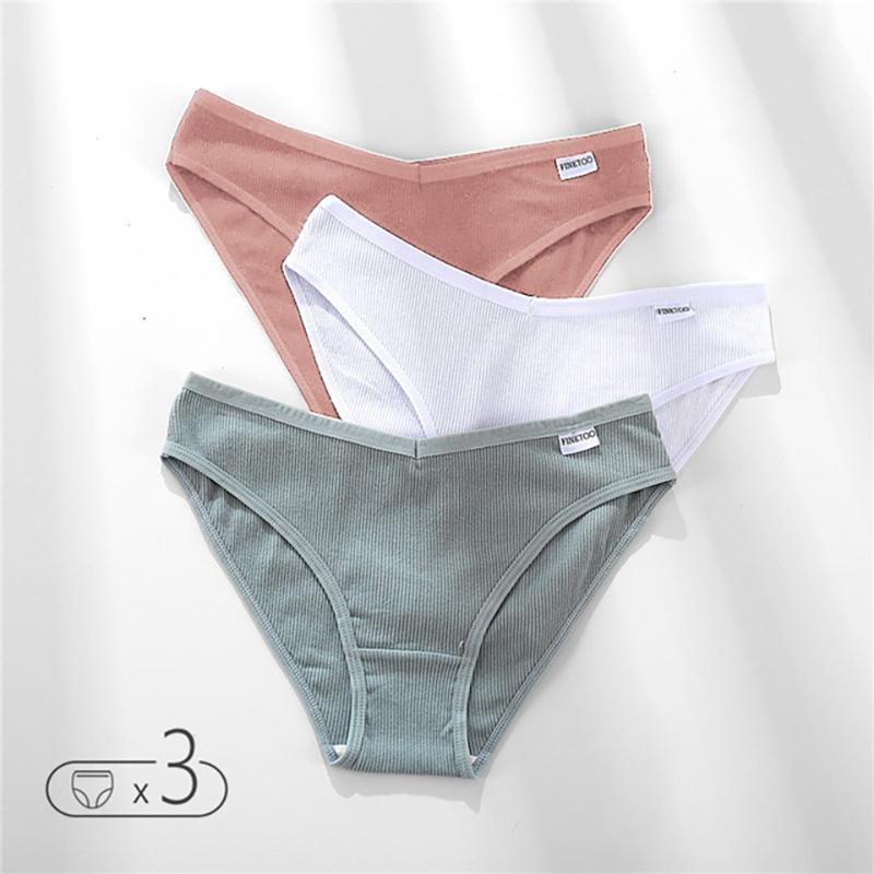 FINETOO 3Pcs frauen Höschen Baumwolle Unterwäsche M-4XL Sexy V Taille Slips Mädchen Low-Rise Weiche Panty Frauen unterhosen Weibliche Dessous XL