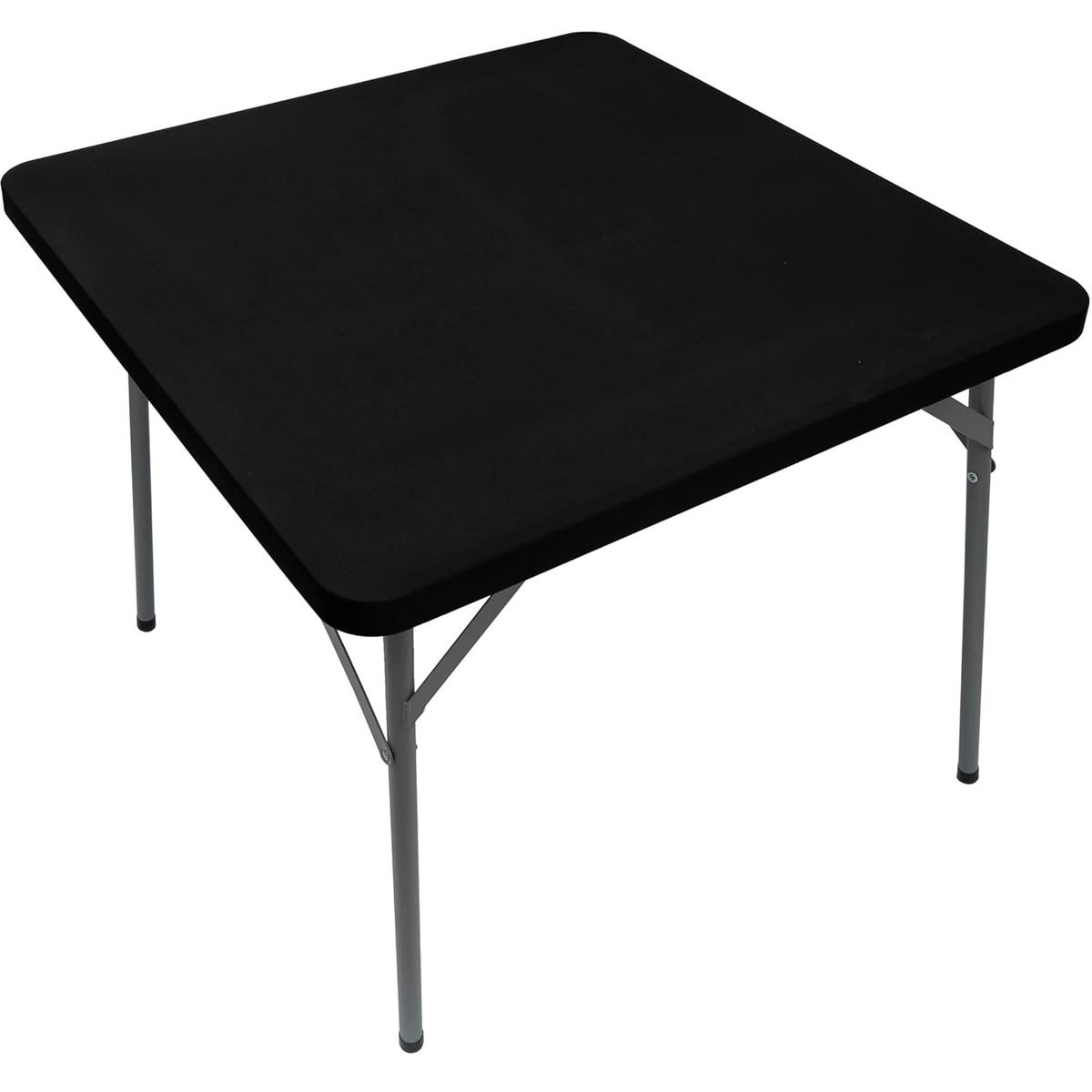 Quadratische Einbautischdecke, elastische Tischdecke für Esszimmer, Küche, Zuhause, Party, Stretch-Spandex-Tischdecke, Schonbezug schwarz