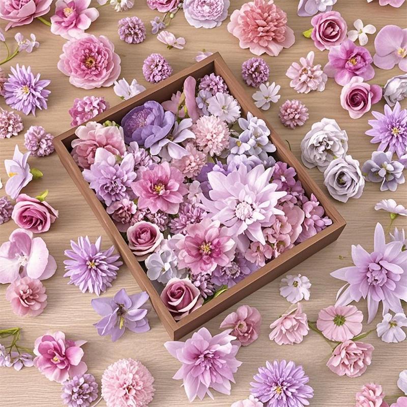 20/50 Stück Rosa Künstliche Blütenköpfe MSini Seide Künstliche Rose Gänseblümchen Blume Bastelbedarf Hochzeitsfeier Kranz Heimdekoration 20Pcs violett
