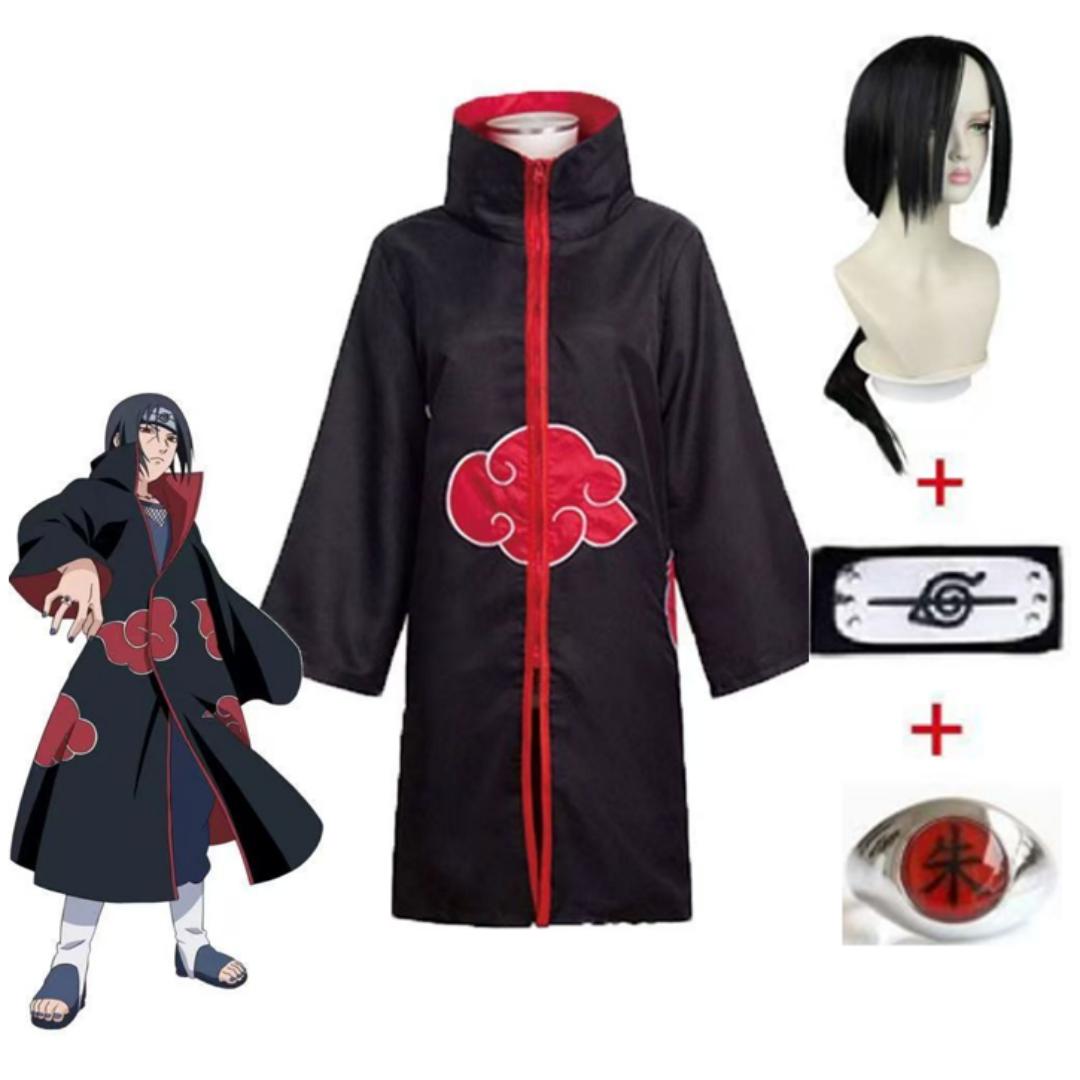 Uzumaki Akatsuki Cosplay Jungen Mädchen Uzumaki Jacke Hose Stirnband Perücke Requisiten Kind Uniform Kunai Halloween Kostüm XXS/135 grau