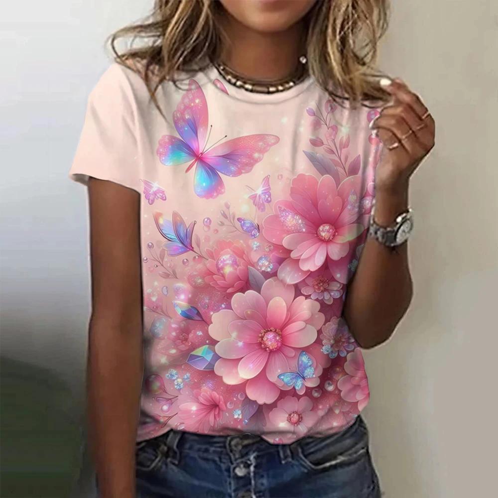 5 bis 14 Jahre Mädchen Kleidung Lila und Blau Schmetterlingsdruck Schwarzes T-Shirt Kinderbekleidung Kinder Sommer Kurzarm Kinder Top 160 white