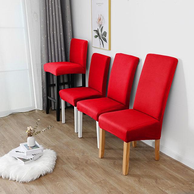 Einfarbige Spandex-Stuhlhussen, Stretch-Stuhlhussen für Esszimmer, Küche, Hochzeit, Büro, Hotel, Polyesterstoff S(35-45cm) rot
