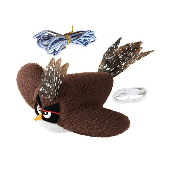 Flügel schlagende Vögel Katzenspielzeug Interaktiver fliegender Spatz mit lebensechtem Zwitschern Geräuschberührung aktiviert Plüschvögel Kätzchenspielzeug für Wohnungskatzen 1 Set kaffeebraun