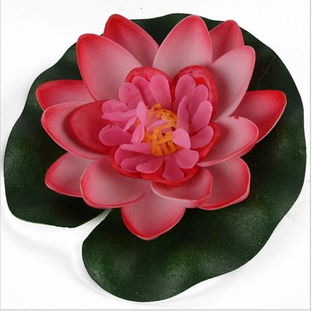 Simulation Lotus 10 cm Blütenblätter Wasserlandschaft Dekoration Seerose Aquarium Dekoration Kleine künstliche Aquarium Lotusblumen hellrosa