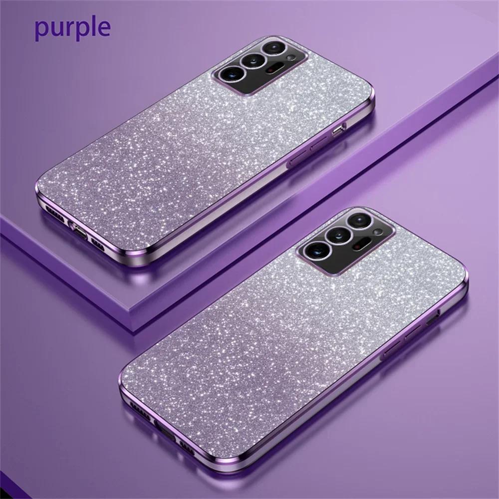 Luxuriöse Hülle mit Farbverlauf, Glitzer und Beschichtung für Samsung Galaxy S24 S22 S21 S23 Ultra FE Note 20 10 S10 S20 Plus Silikon Schutzhülle Samsung S22 Plus