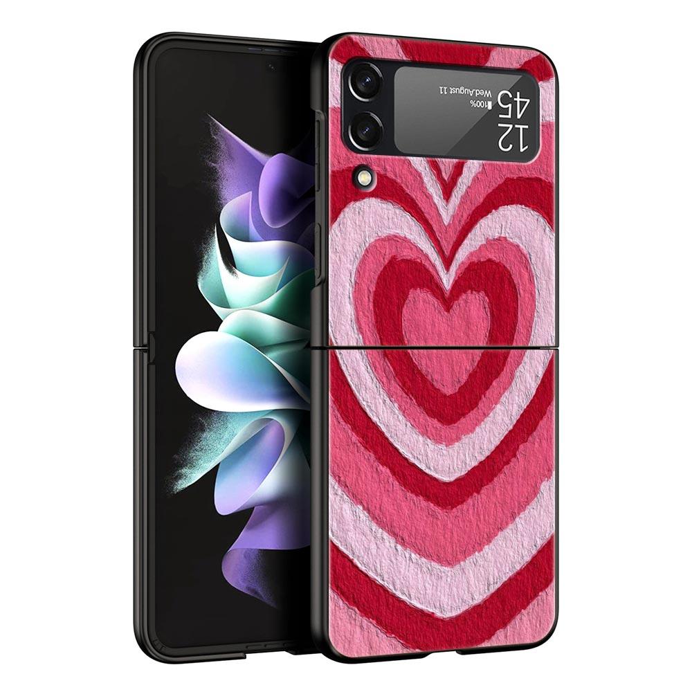 Love Flower Art Handyhülle für Samsung Galaxy Z Flip 3 4 5 Klappbare Handyhülle für Samsung Z Flip3 Flip4 Flip5 PC Hard Cover Samsung Z Flip 3