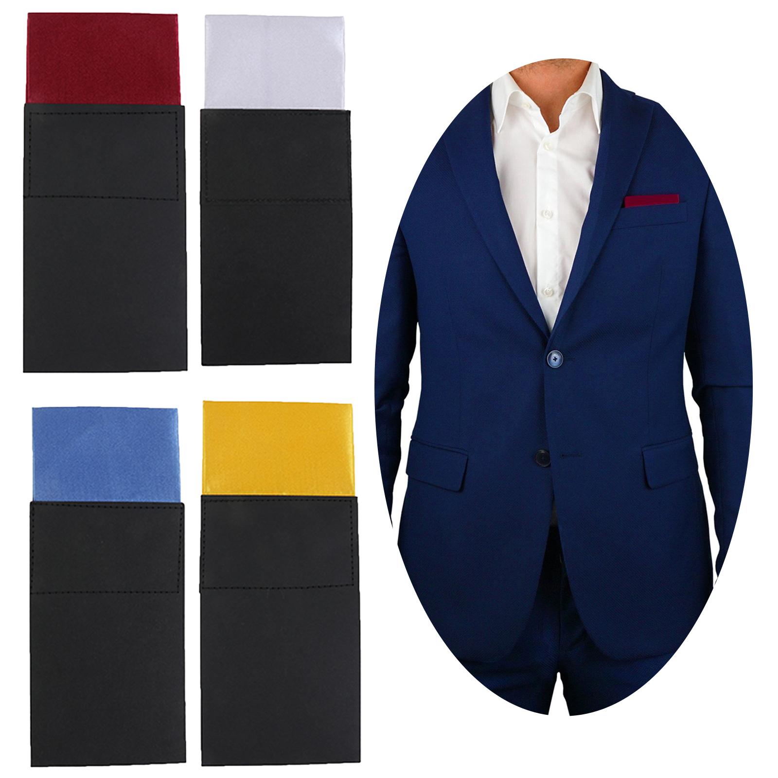 4 Stück Vorgefaltet Herren Einstecktuch, Bereit zum Einführen Anzug Taschentuch, Einfarbige Satin Einstecktuch für Hochzeit Business Formellen Anzug One size blue