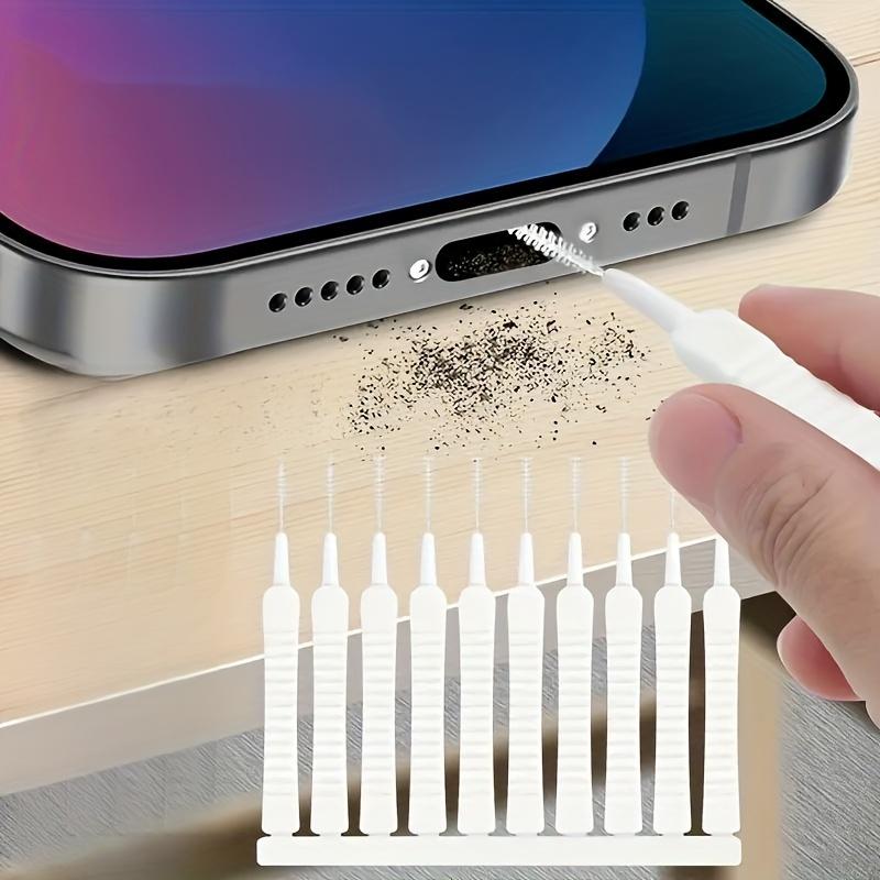 10 Stück Ultradünnes Mehrzweck-Staubreinigungs-Werkzeugset für Ladeanschluss, Lautsprecher, Telefon & Duschkopf - Sichere Fussel-/Schmutzentfernerbürste für Elektronik 10PC White