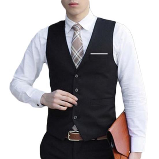 Tops Herren Klassische formelle Business Slim Fit Kette Weste Anzug Männliche Kleidung Weste L schwarz