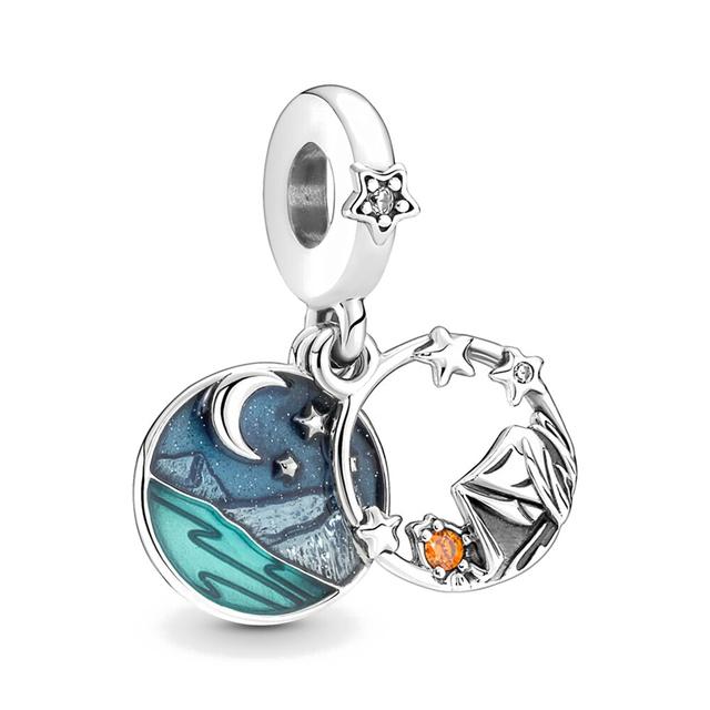 Plata Charms of Ley 925 Charms Luftballon und Sicherheitskette Serie Perlen passen zu Original-Armbändern DIY-Schmuck