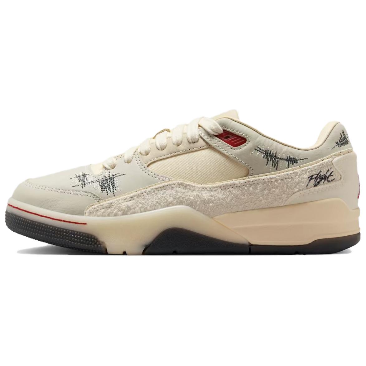 Air Jordan Who Decides War x  Jordan Flight Court The World Is Your Court - Crèpe Damen Sneaker Creme Kokosmilch Varsity-Rot HQ2958-100 42.5