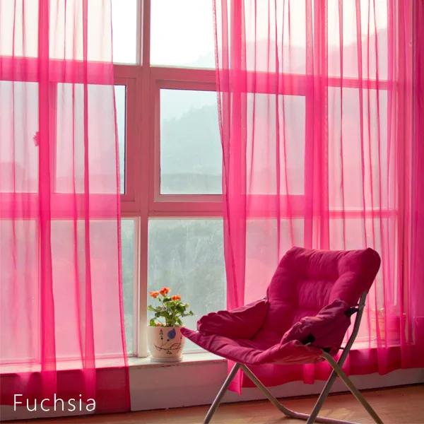 Einfacher Stil Romantische Dekoration Perspektive Vorhänge Wohnzimmer Fenster Vorhänge Tüll Gardinen Fenster Screening 1pc W200 x H270cm&Rod Pocket hellrosa