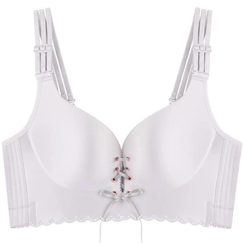 Frauen Sexy Bhs Plus Größe Push-Up Bh Dünne Unsichtbare Drahtlose Bralette Unterwäsche DE Büstenhalter Frau Bandage Spitze Dessous 48/110E weiß