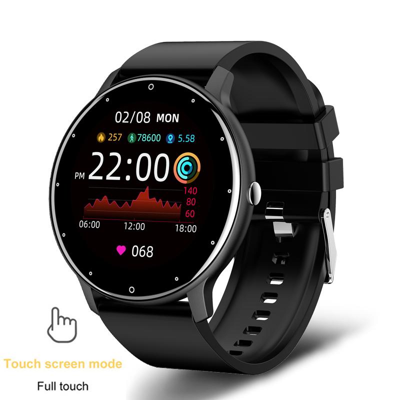 Smart Watch Herren/Damen, Voll-Touchscreen, Herzfrequenzerkennung, Sport, Fitness, Anruf, Schrittzähler, wasserdichte Uhr für Android/IOS