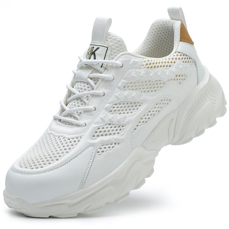 Sommer Netz-Sicherheitsschuhe Herren Stahlkappe Sneaker Atmungsaktive Arbeitsschuhe Weiß Leichtgewicht Unzerstörbare Schuhe Schützende Sneaker 38 weiß