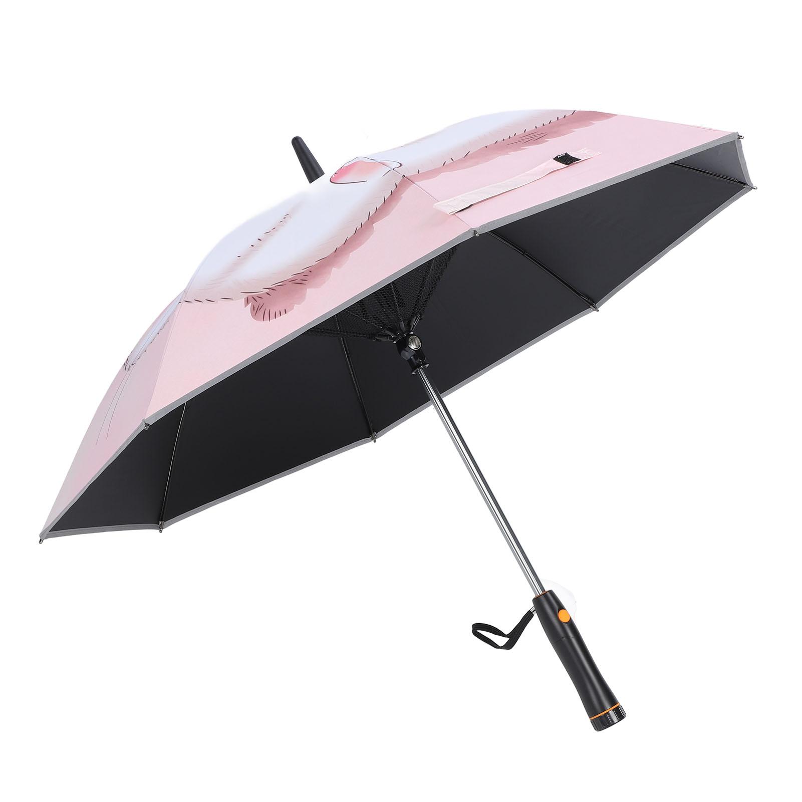 Tragbarer Regenschirm mit Ventilator Reflektierend UPF 50+ Sonnen- und Regenschirm 8 Speichen Faltbarer Reiseschirm