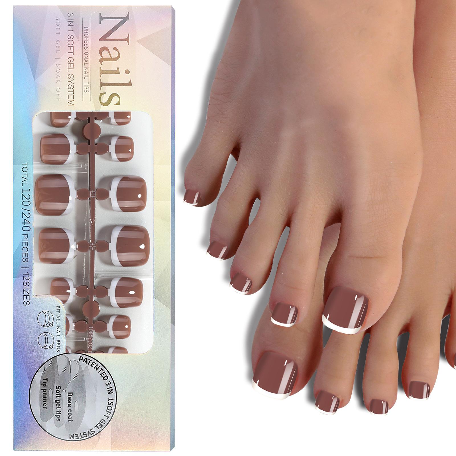 120 Stück French Gel-Nagelspitzen, French Tips zum Aufdrücken der Nägel, 12 Größen, künstliche Nägel, falsche Zehennägel 5