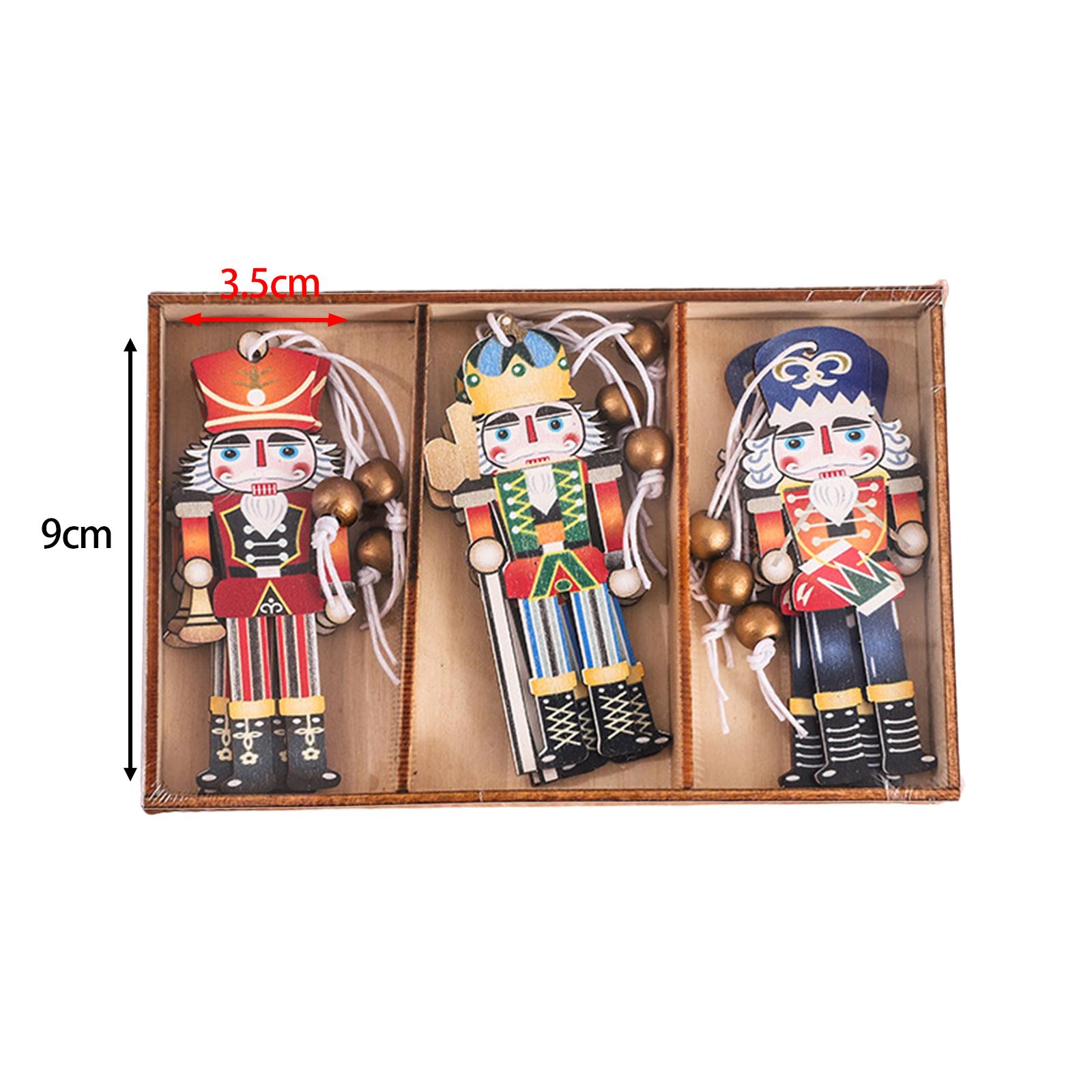 9 Teile/satz Holz Nussknacker Soldat Nussknacker Anhänger Handwerk Sammeln Nussknacker Weihnachten Ornamente für Urlaub Weihnachten Dekor beige