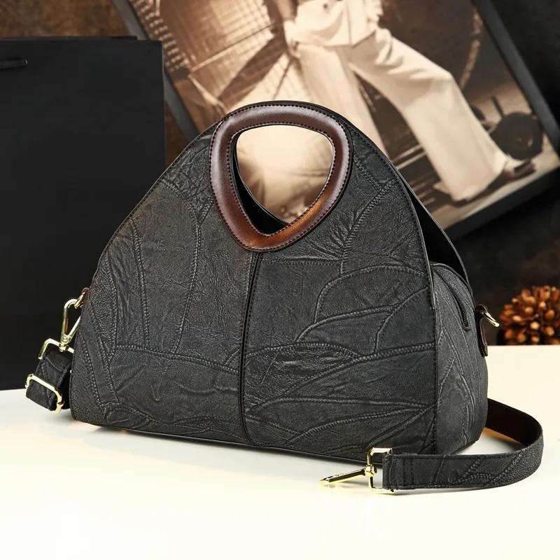 Umhängetasche Weibliche Jiaozi Umhängetasche Handtasche Einfache Mutter Tasche Retro Persönlichkeit Handtasche schwarz