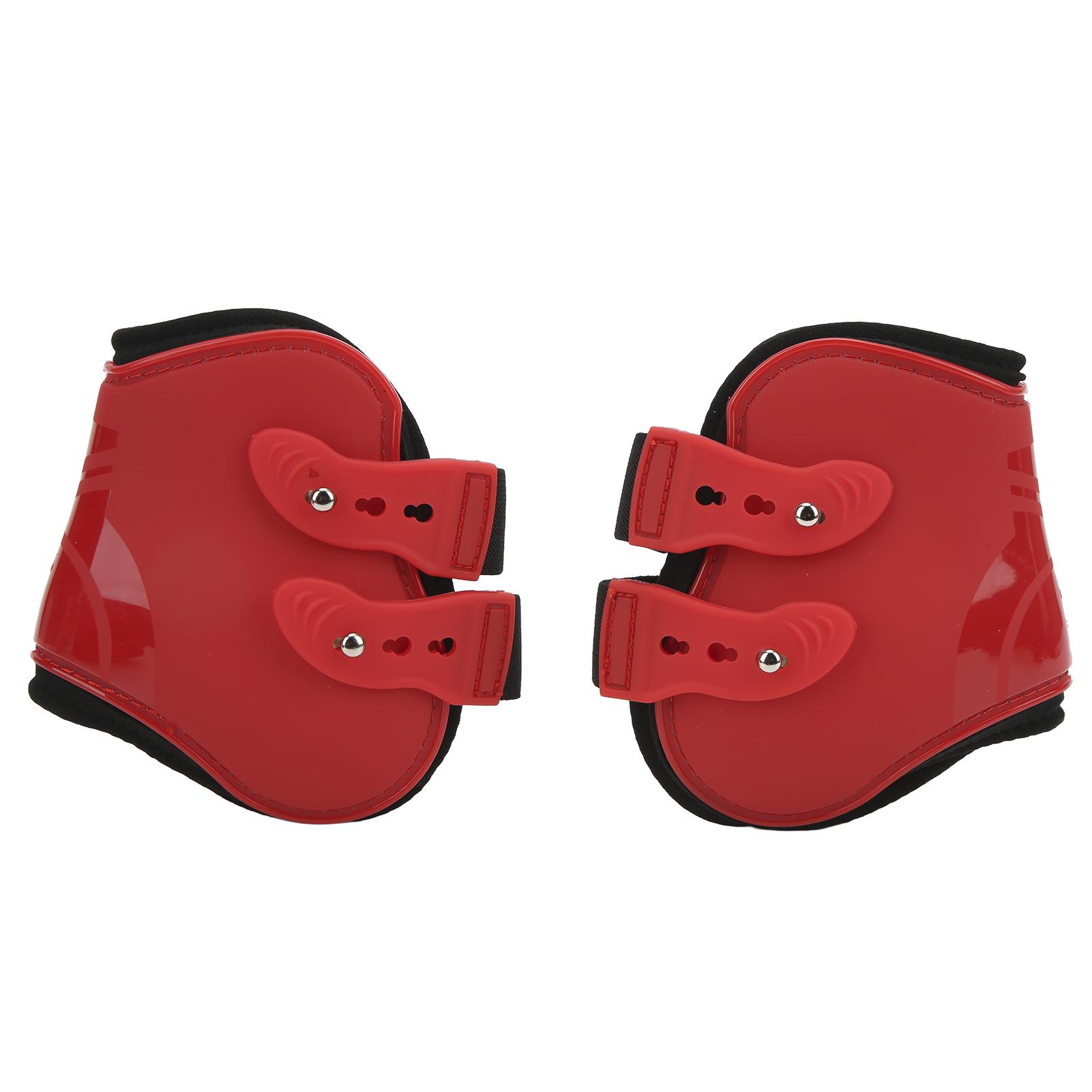 Pferde Sehnenstiefel Set Sicher Weich Verschleißfest PU Schale Sehnenschoner Stiefel für Pferde Rot Hinterbeine M(315 X 180mm / 12.4 X 7.09in)