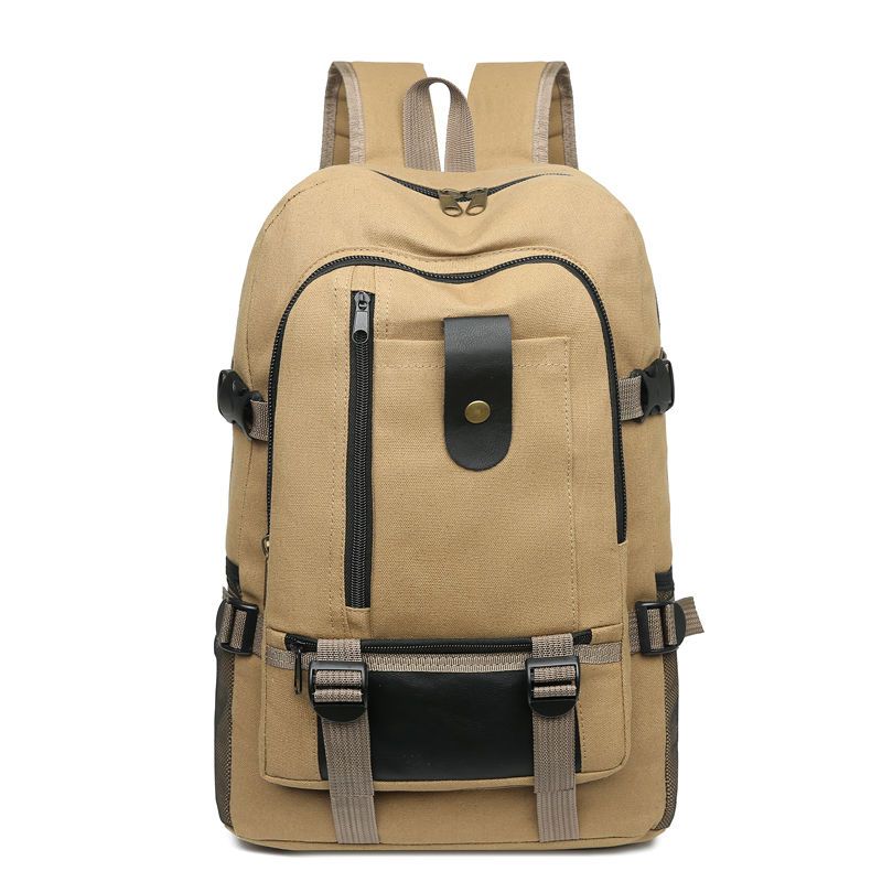Herren-Rucksack, robuster Canvas-Herren-Rucksack, große Kapazität, Outdoor-Rucksack, lässiger Reiserucksack, Herren-Büro-Laptop-Tasche One Size khaki