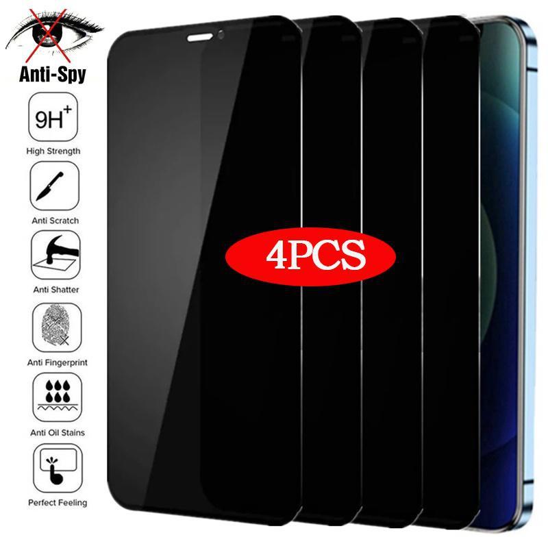 4 Stück Vollabdeckung Sichtschutz Gehärtetes Glas für iPhone 11 12 13 15 16 17 PRO MAX Anti-Spy Displayschutzfolien für iPhone 14 XS Max XR 7 8 Plus For iPhone 14 Pro max schwarz