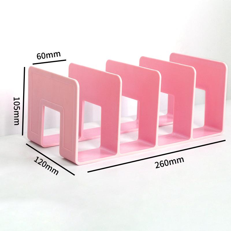 4-Gitter-Mehrzweck-Buchstützen, Bücherregal, Bücherregal, Schreibtisch-Bücherregal, für Bücher, CDs, Zeitschriftenordner, Bürobedarf rosa