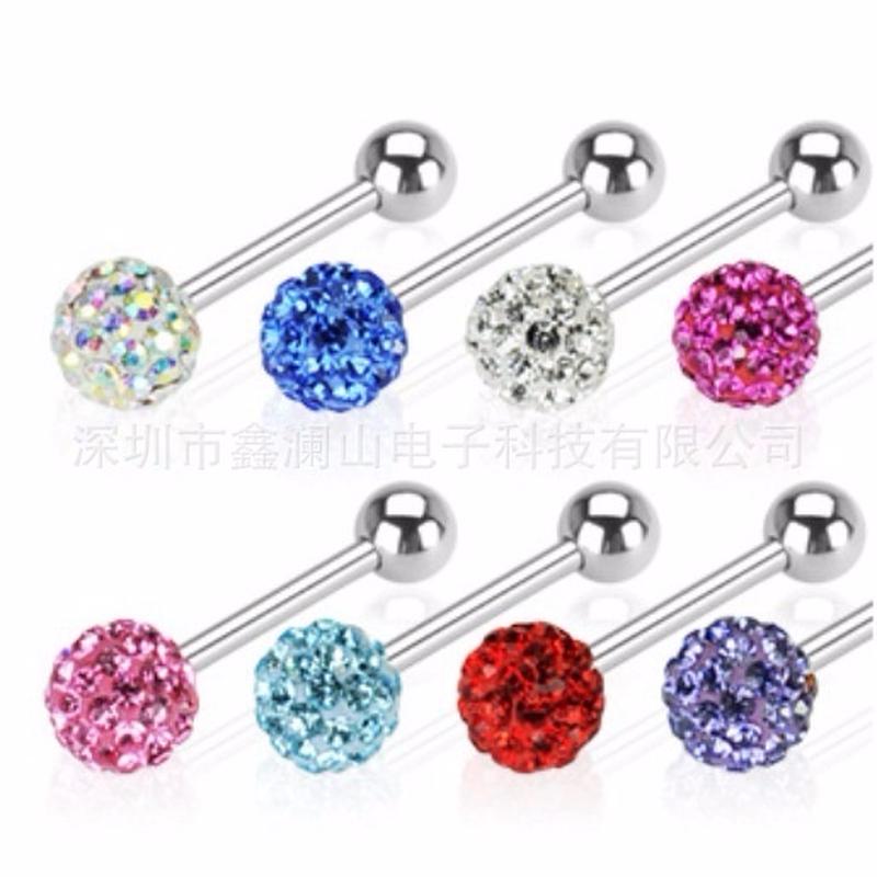 Trendiger Tragus Edelstahl Kristallkugel Piercing Pin Zungenring Körperstecker weiß