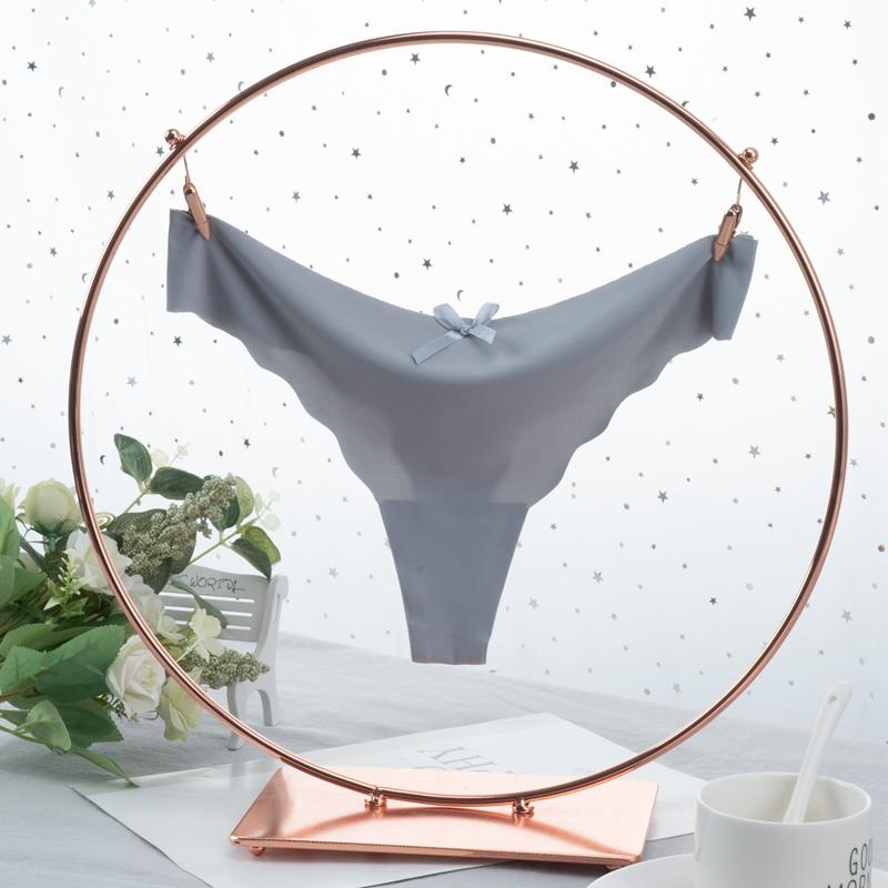 Damen String Tanga aus Eisseide mit niedriger Taille, sexy G-String, Unterwäsche, Damenhöschen, nahtlose Dessous, Bikinihöschen XL grau