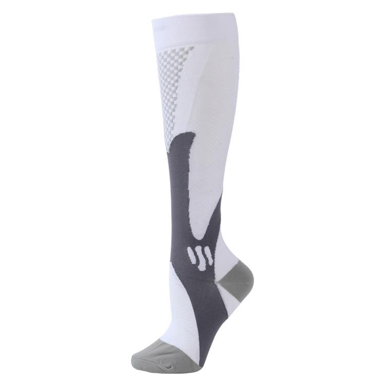 Lauf Kompression Fußball Socken Strümpfe Männer Frauen Sport Socken für Marathon Radfahren Fußball Socken S/M weiß