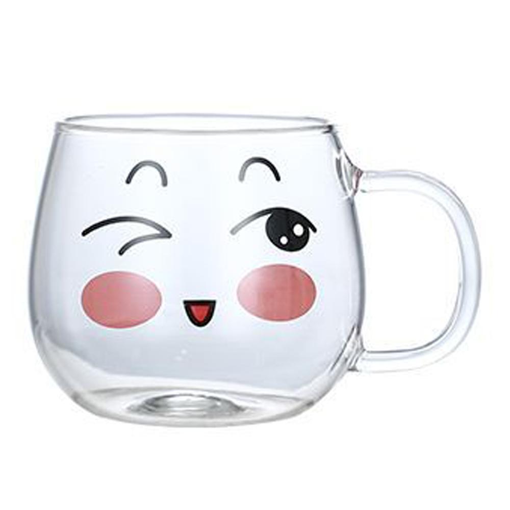 Karton Glasbecher Transparentes Glas Kaffee Tee Cips Becher Getränke Dessert Frühstück Milchbecher Glasbecher Henkel Trinkgeschirr 101-200ml gray