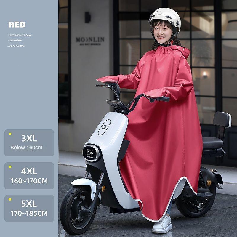 Regenmantel Elektrische Batterie Motorrad Unisex Langer Regenmantel Ganzkörper Regenfester Einzelreitponcho 5XL rot