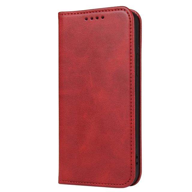 Magnetische Hülle für Coque iPhone 14 12 Pro Max Mini Hülle für Funda iPhone 11 13 7 8 Plus 6 Xr Xs Se 2020 Luxus Leder Flip Cover iPhone XS rot