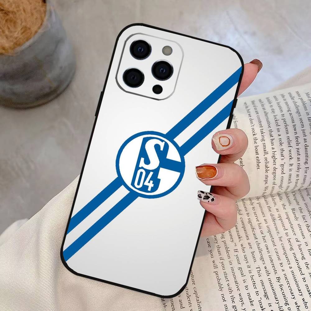 S-Schalke 04-PC Handyhülle für iPhone 17,16,15,14,13,12,11 Plus,Pro Max,XS,Weiches Silikon Schwarze Hülle iPhone17Air